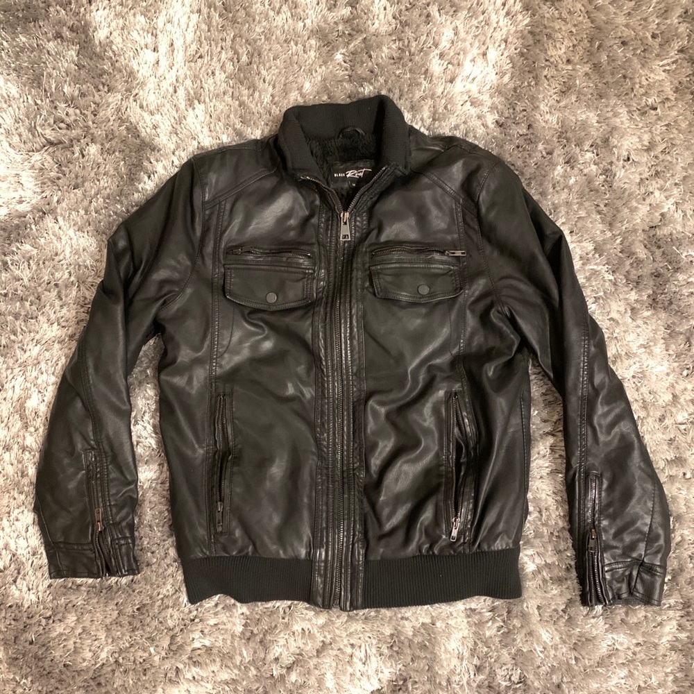 Black Rivet Faux Leather Jacket